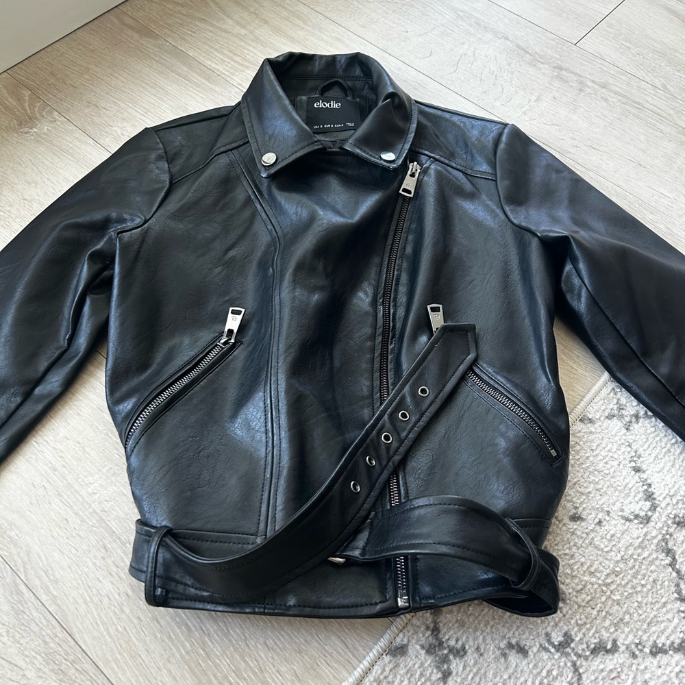 Elodie Black Faux Leather Jacket – Size Small – Like New